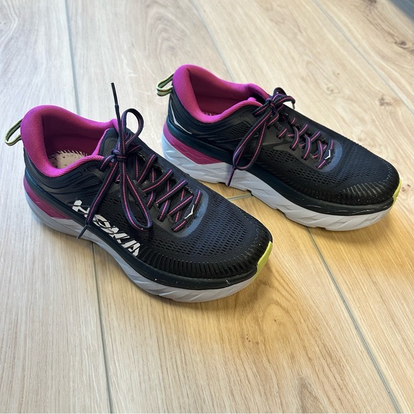 Hoka One One Shoes - Women's HOKA Bondi 7 - Blue Graphite/Festival Fuschia - Size 7